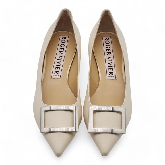 Roger Vivier Gommettine Ball Leather Ballet Flats in Beige IT 40 US 10 $750 - Picture 4 of 7
